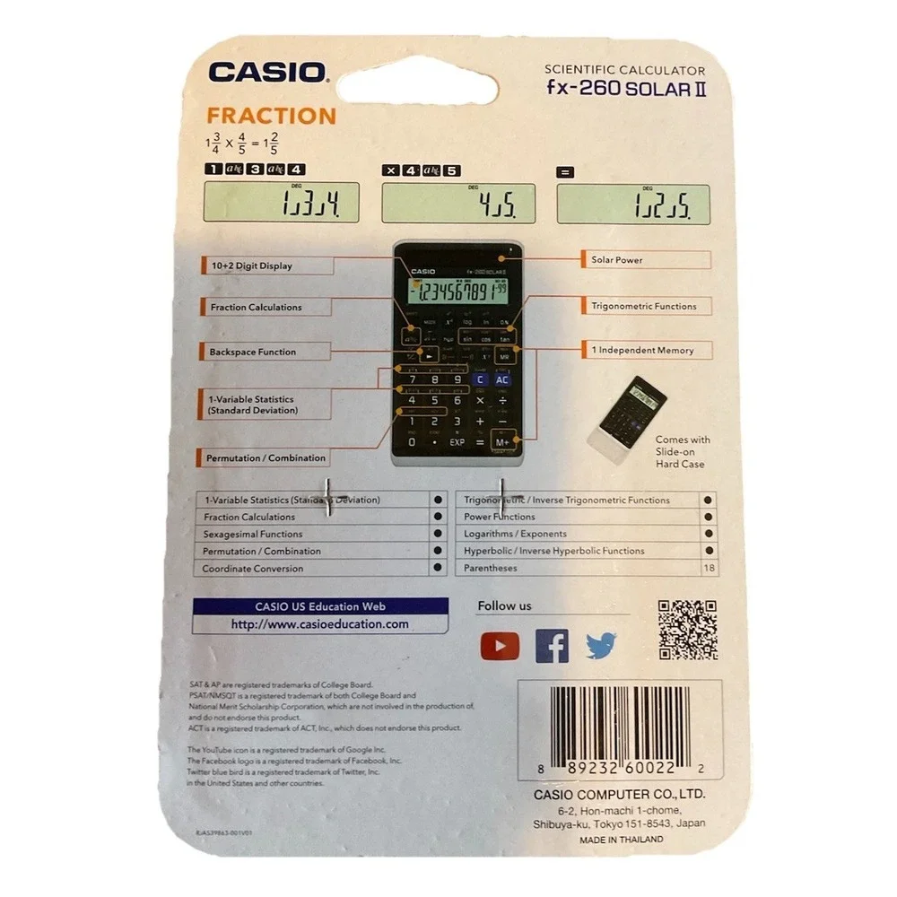 Casio FX-260 Solar II Calculator Fraction Scientific New In Package